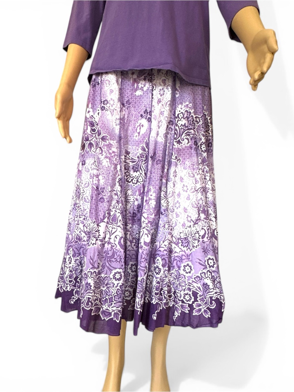 Coldwater Creek Purple Floral Midi Skirt - Women's